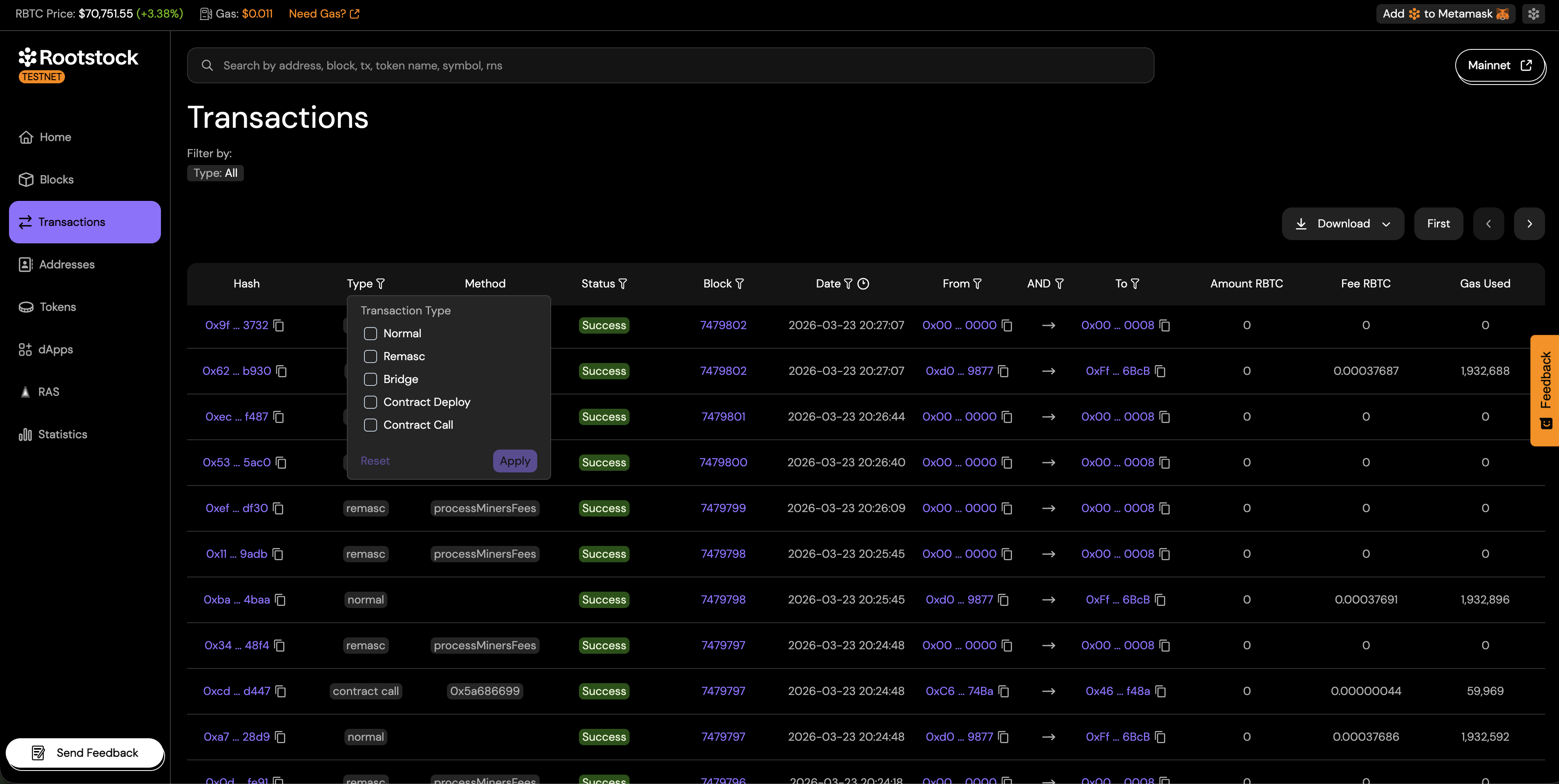 Advanced Transactions Filter: Type