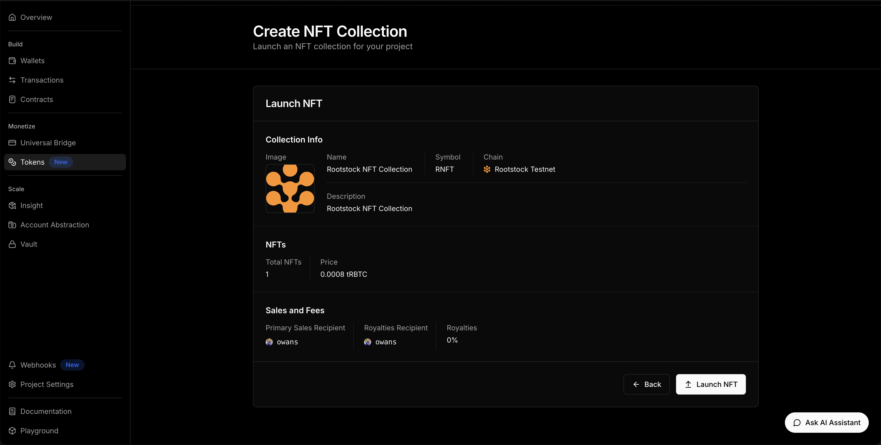 Thirdweb - Preview and Launch the NFT Collection